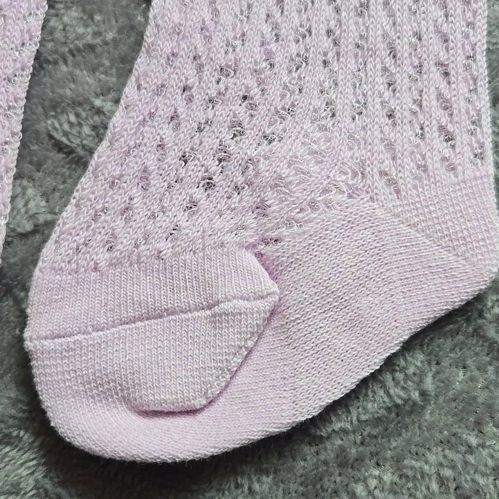 Baby Girl Purple Knit Knee High Socks Vintage Style Holiday Kids Bow Accessory
